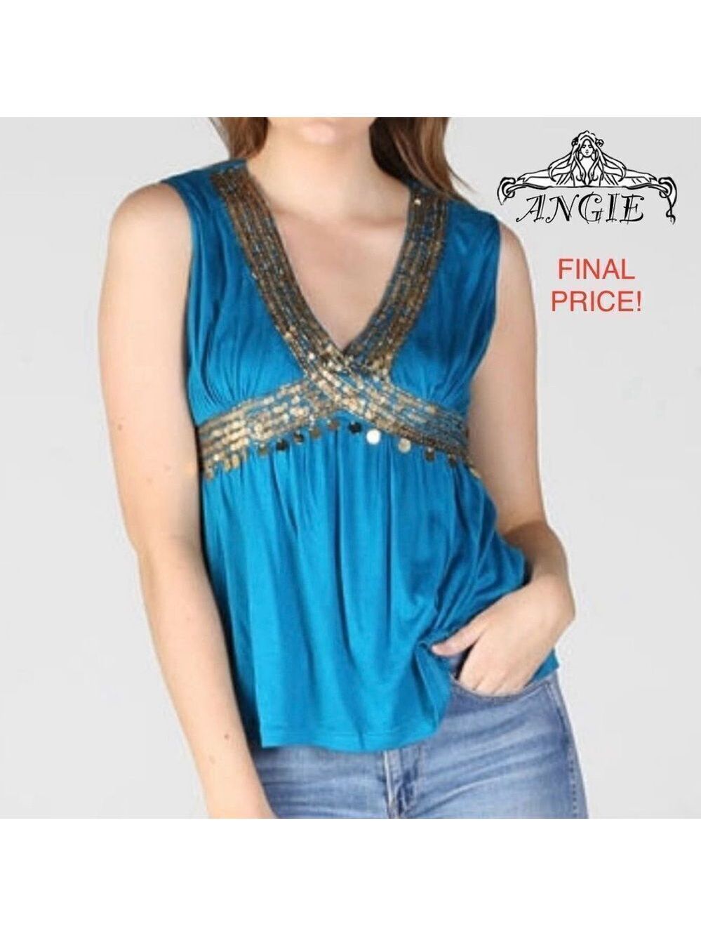 New ANGIE Sleevless V-Neck